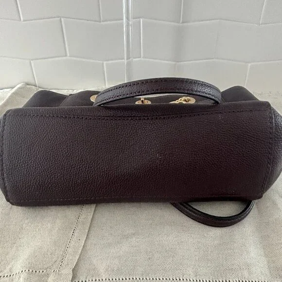 Coach Turnlock Chain Tote - Pebbled Leather - Eggplant/Dark Mauve - Picture 8 of 11